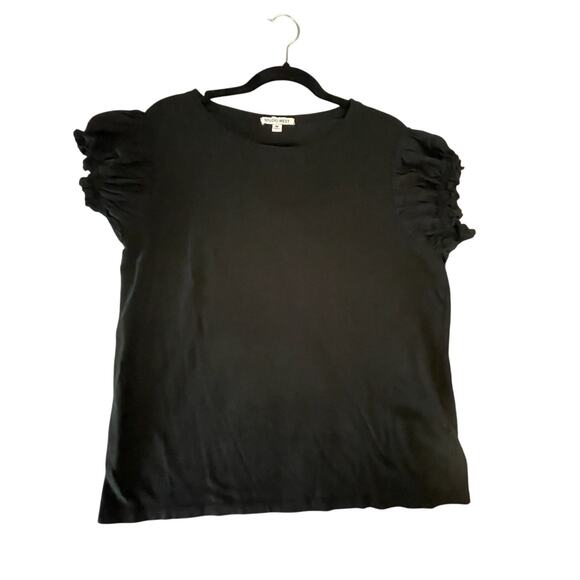 Studio West - Black Puff Sleeve Top - M - Cotton Modal Blend - Ruffle - EUC - Picture 1 of 7